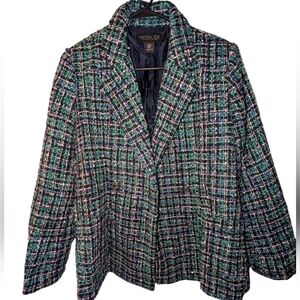 Rachel Zoe Women's Green and Black Tweed Blazer